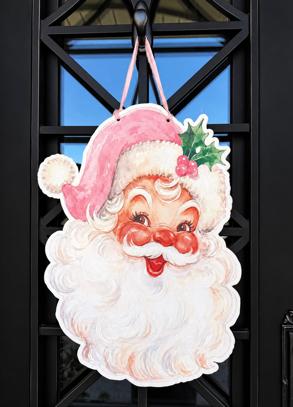Pink Santa Door Hanger