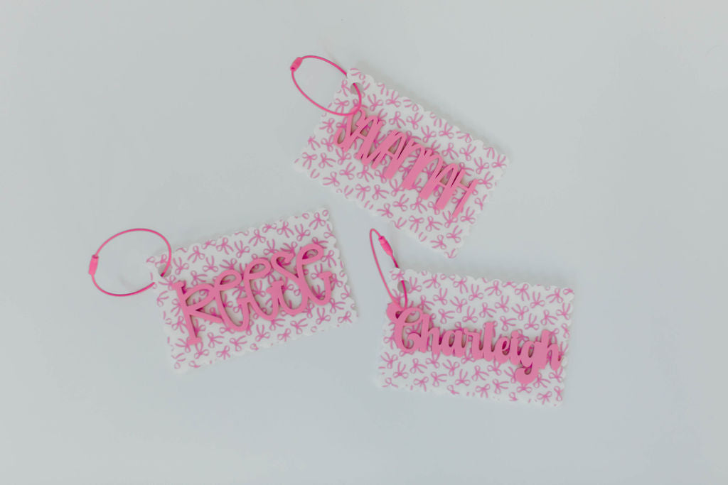 Pink Bows Backpack Tag