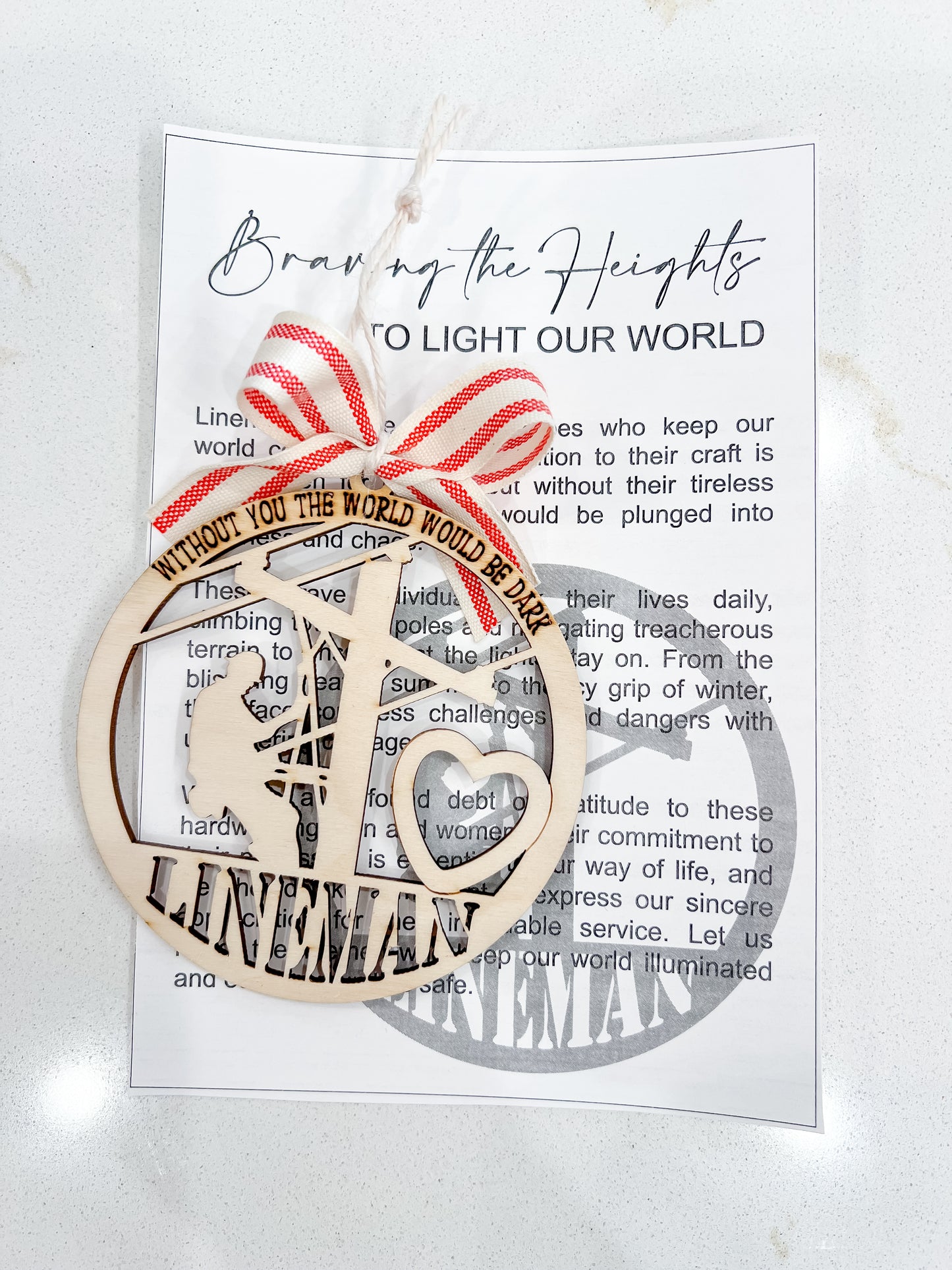 Lineman Story Card Ornament