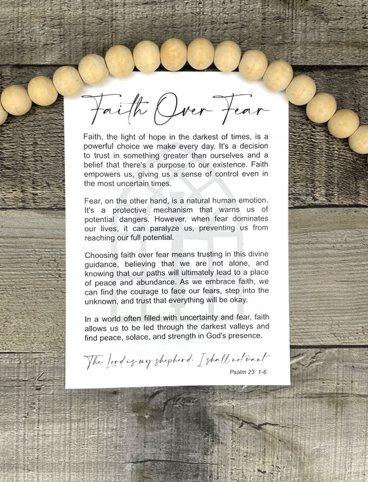 Faith Over Fear Story Card Ornament