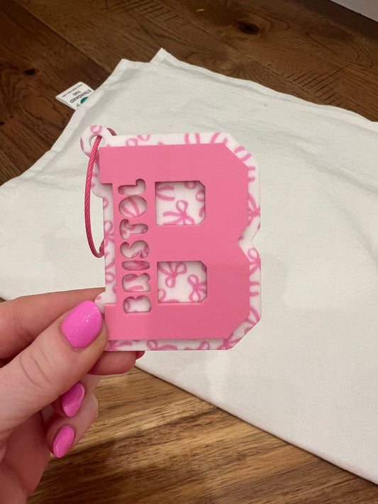 Pink Bows Backpack Tag
