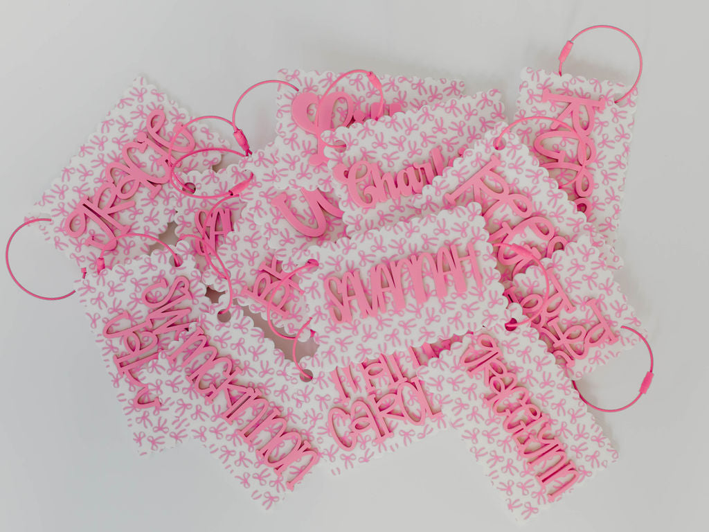 Pink Bows Backpack Tag