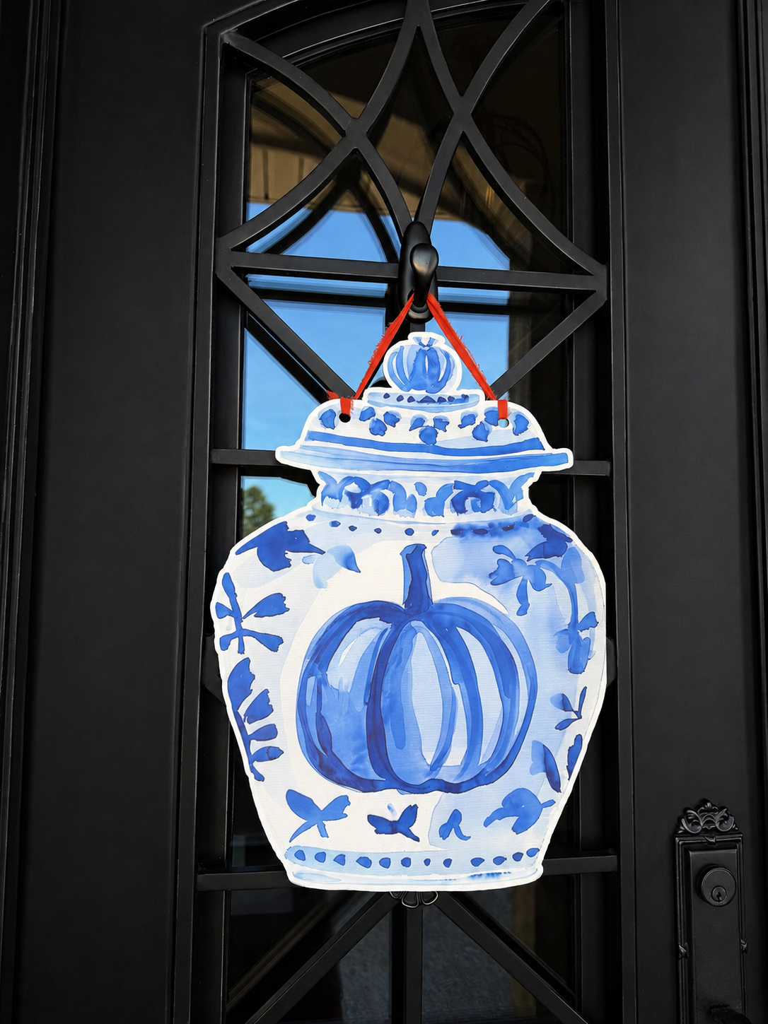Chinoiserie Pumpkin Door Hanger