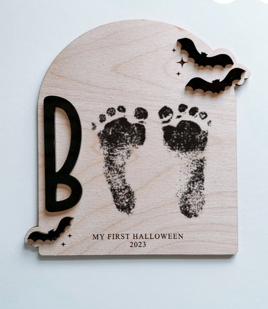 BOO Halloween Handprint Footprint Board