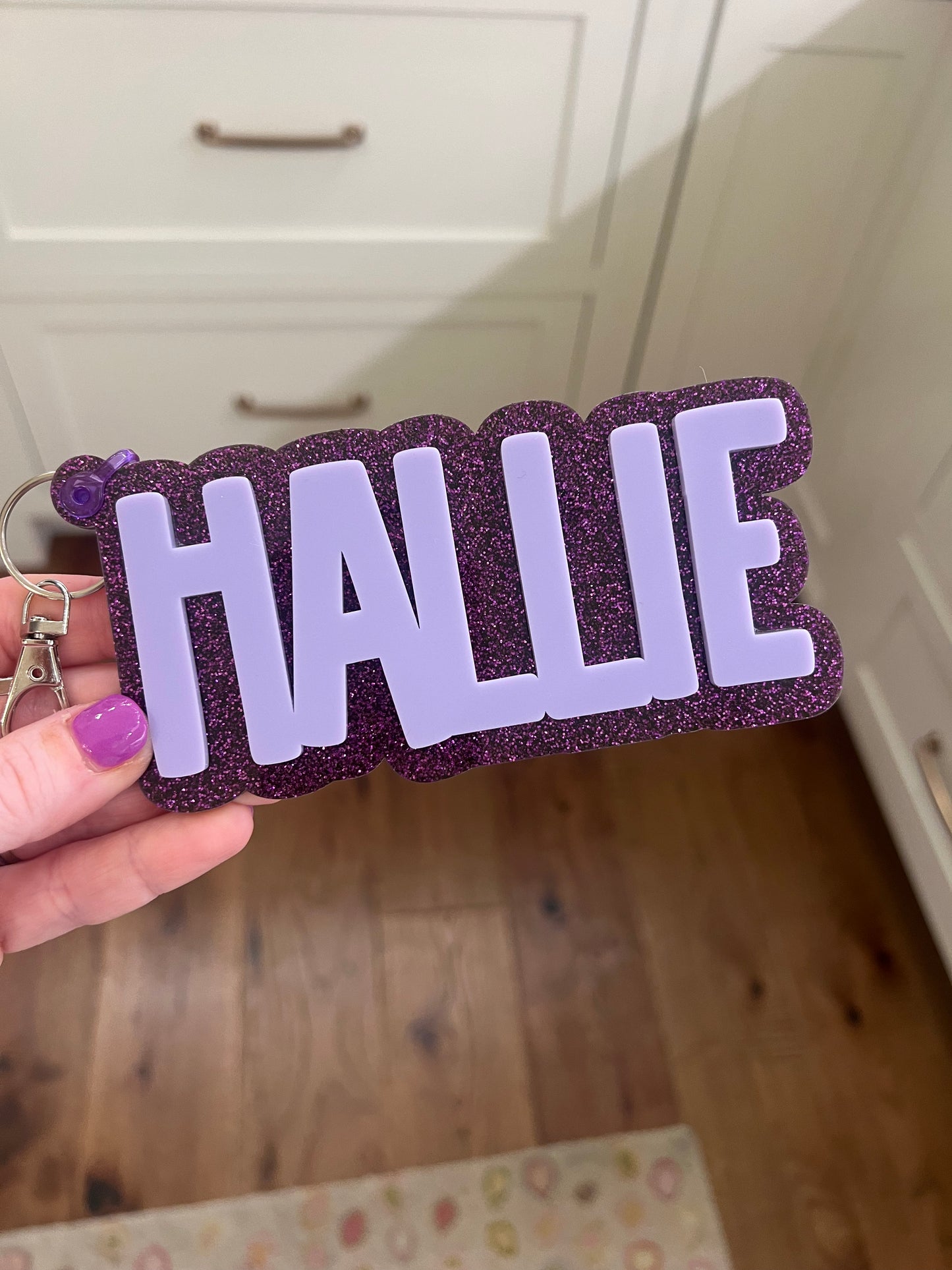 Purple on Purple Backpack Tag Keychain