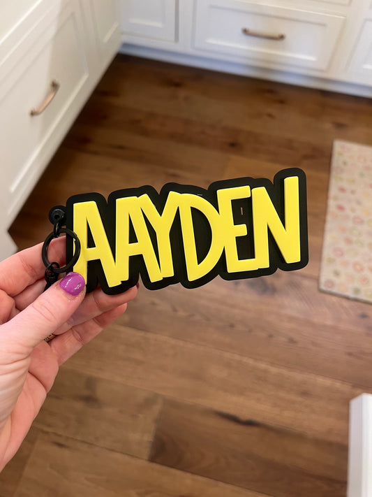 Matte Black Acrylic Name Tag for Backpacks & Bags