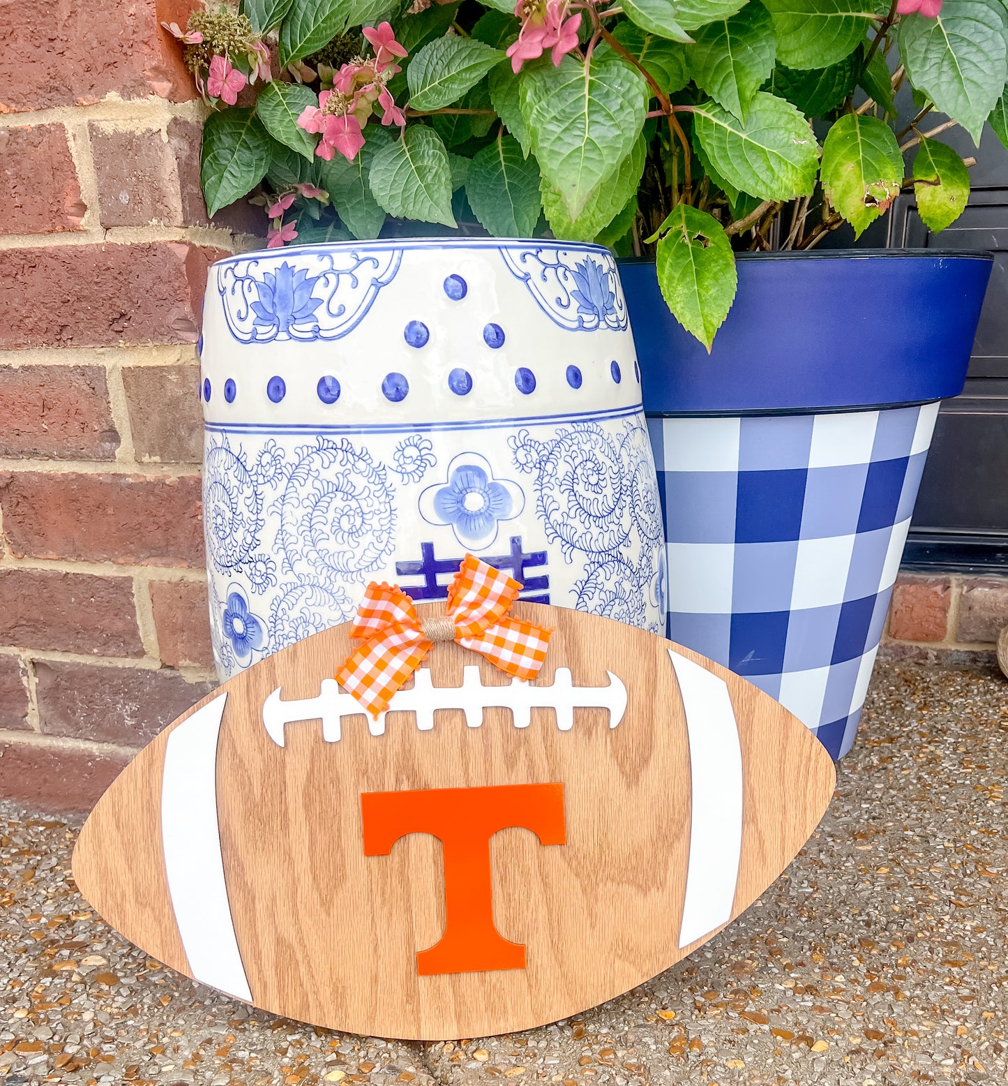 18” wide Stained UT Football Door Hanger