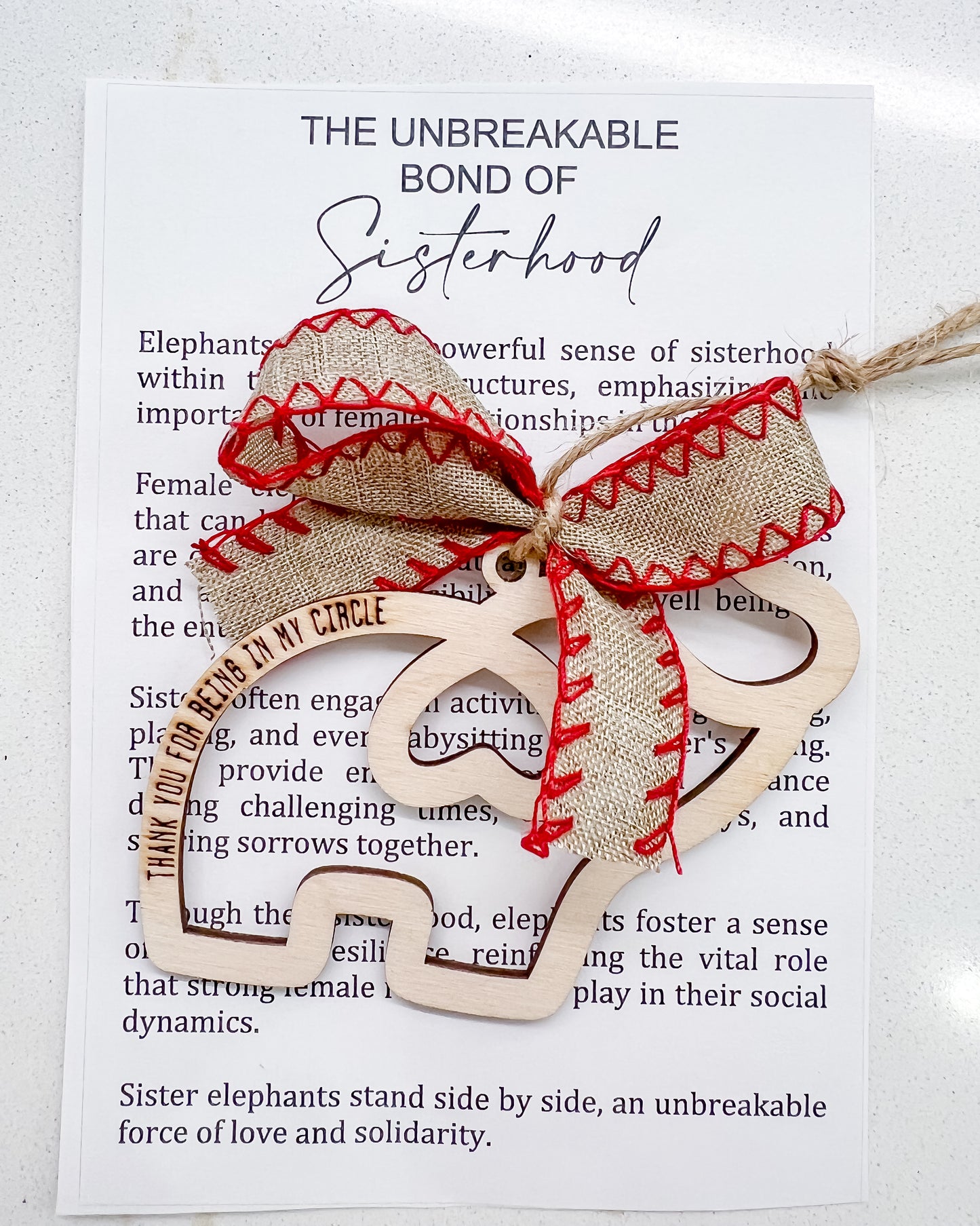 Unbreakable Bond of Sisterhood Elephant Ornament