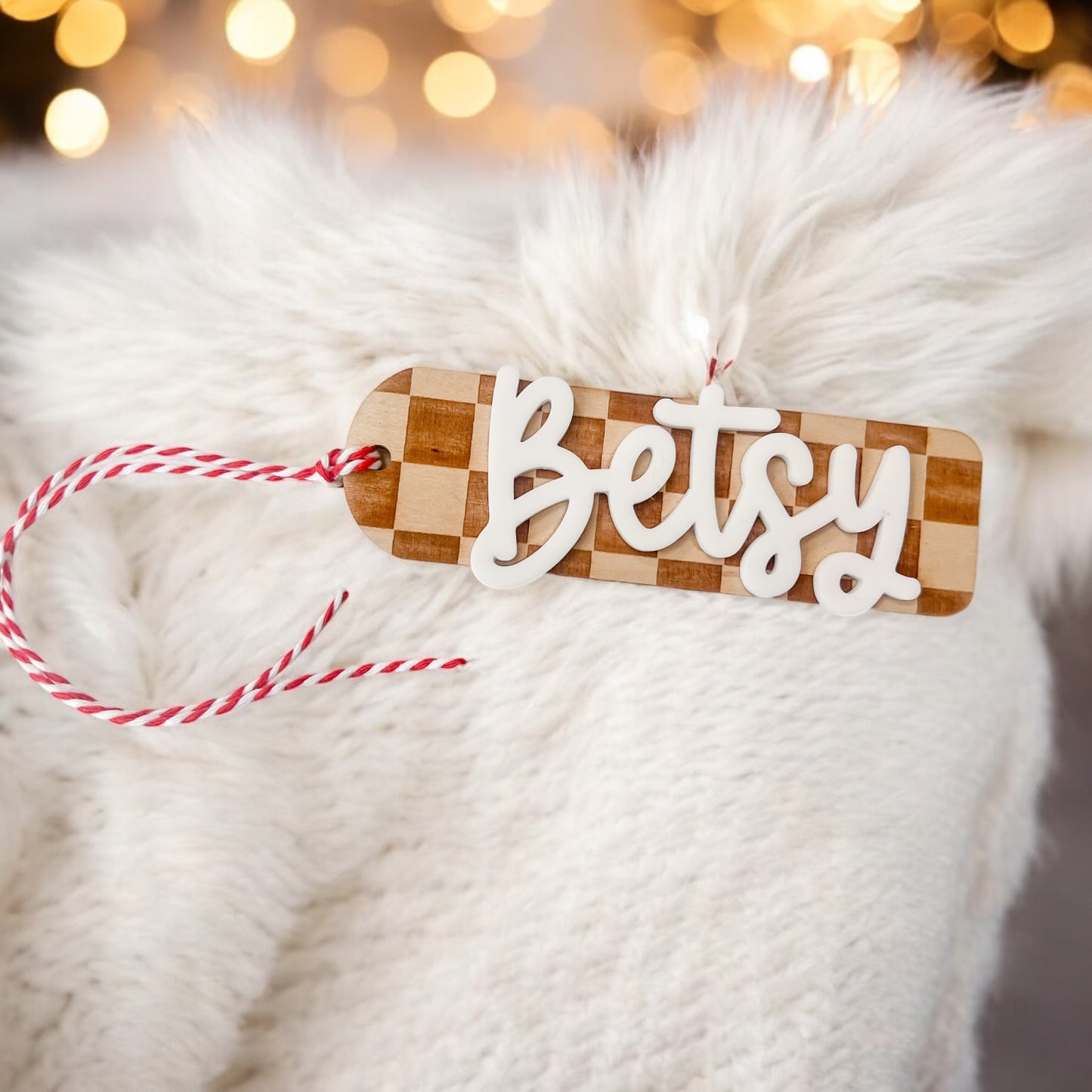 Wooden + Acrylic Stocking Tag