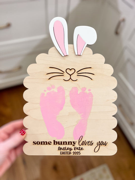 Some Bunny Loves You Handprint Footprint Keepsake Board