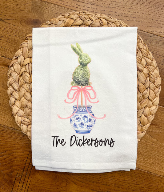 Chinoiserie Easter Bunny Tea Towel