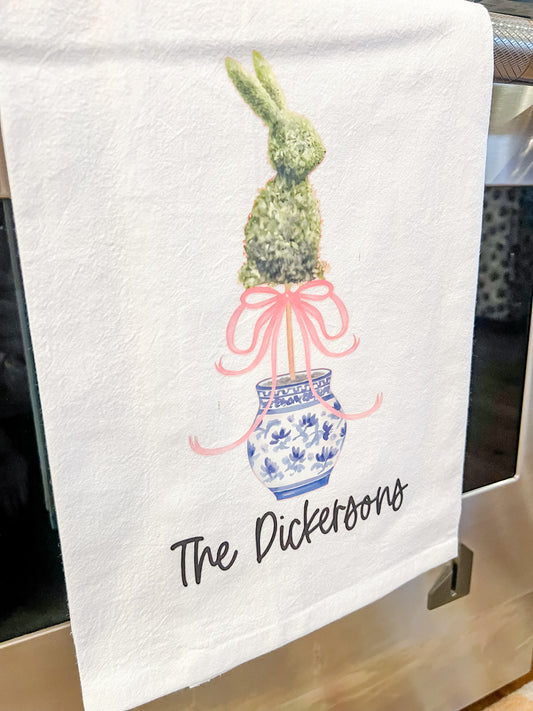 Chinoiserie Easter Bunny Tea Towel