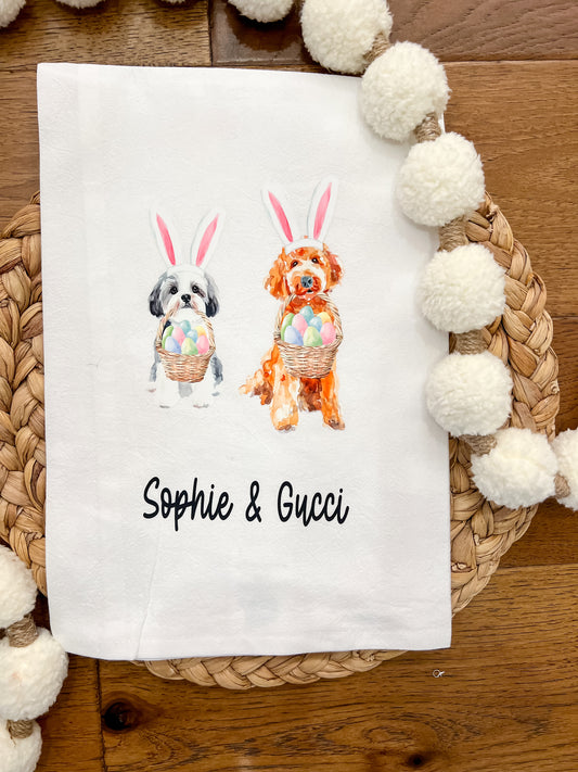 Easter Doggy Tea Towel