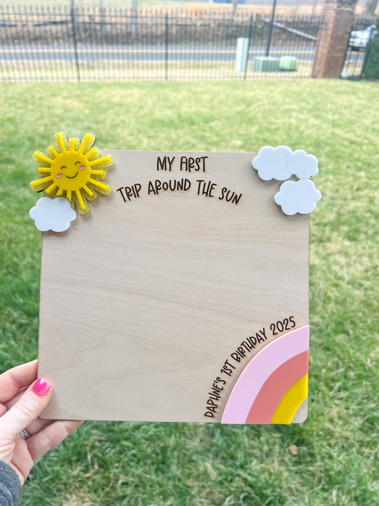 First Birthday Sunshine Handprint Board