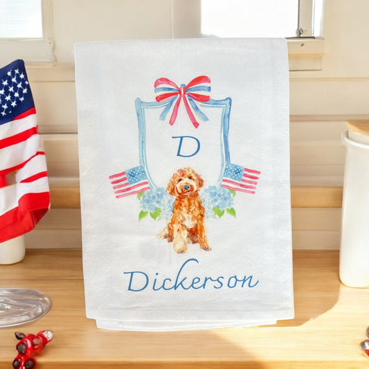 Patriotic Doggy Tea Towel