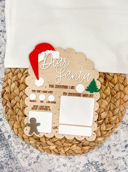 Fancy Dear Santa Dry Erase Board