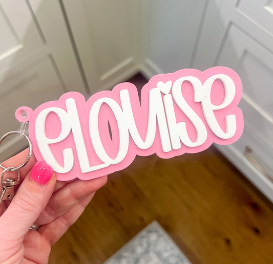 Bubblegum Pink & Matte White Backpack Tag