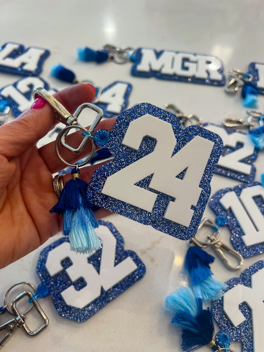 School Spirit Player Number Bag Tags