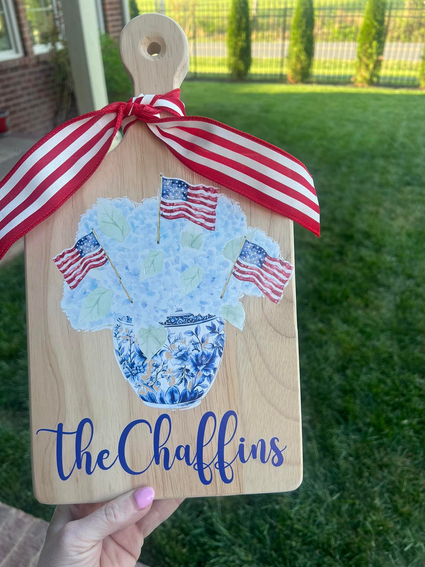 Patriotic Floral America Cutting Board